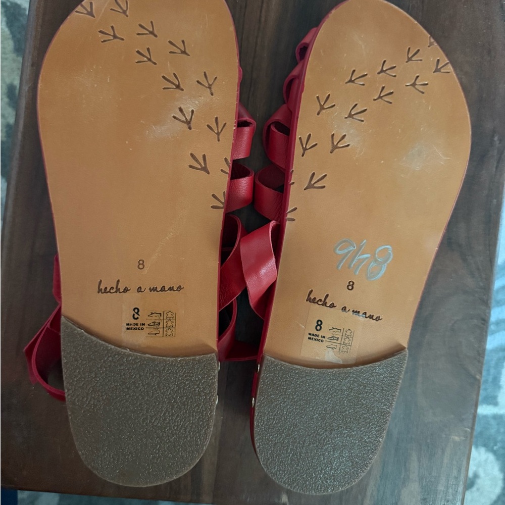beek Red Leather Sandals size 8 - Picture 6 of 6